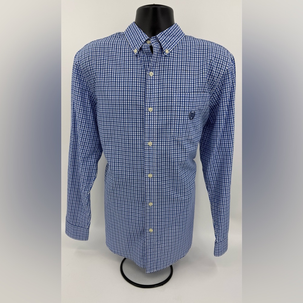 Chaps Easy Care Blue‎ Plaid  Long Sleeve Button-Up Men’s Size Large L New NWT